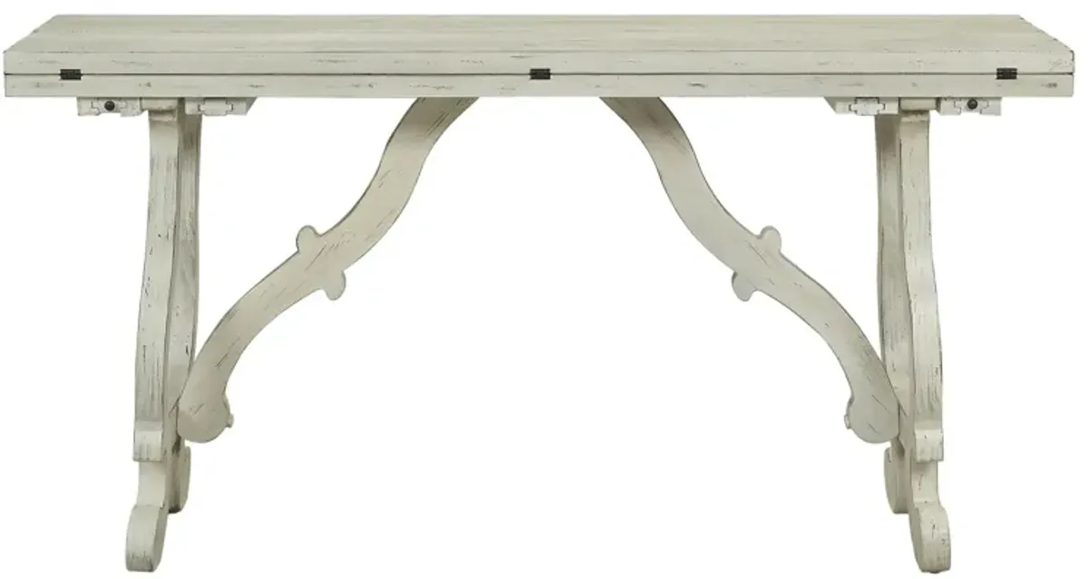 Kathleen Rectangular Fold-Out Console Table in White Rub by Coast To Coast Imports