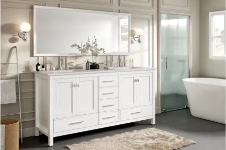 Sydney 72" Double Sink Bathroom Vanity in White by Eviva