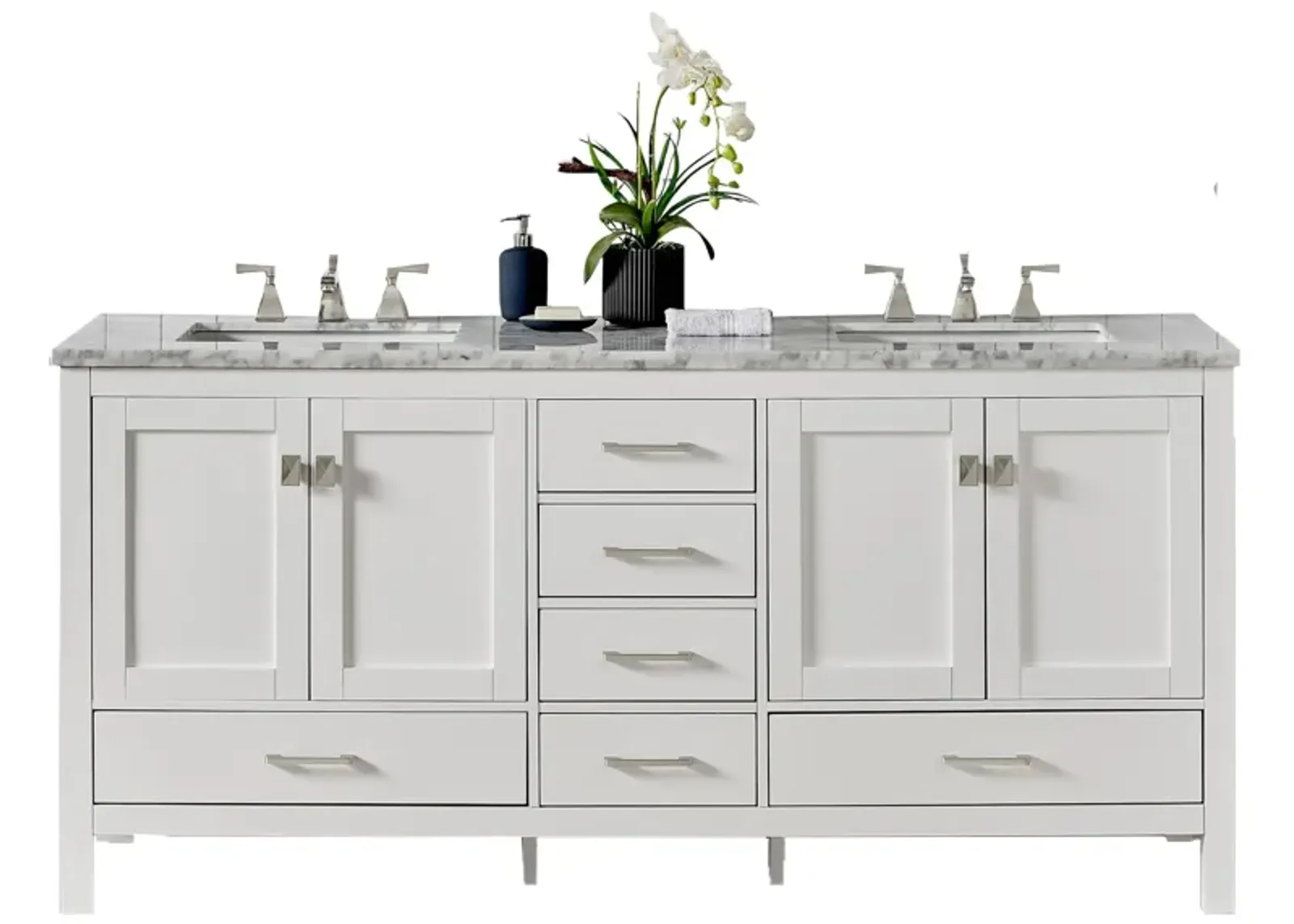 Sydney 72" Double Sink Bathroom Vanity in White by Eviva