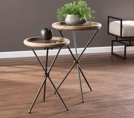 Mary 2Pc Round Accent Table Set in Natural by SEI Furniture