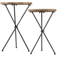Mary 2Pc Round Accent Table Set in Natural by SEI Furniture