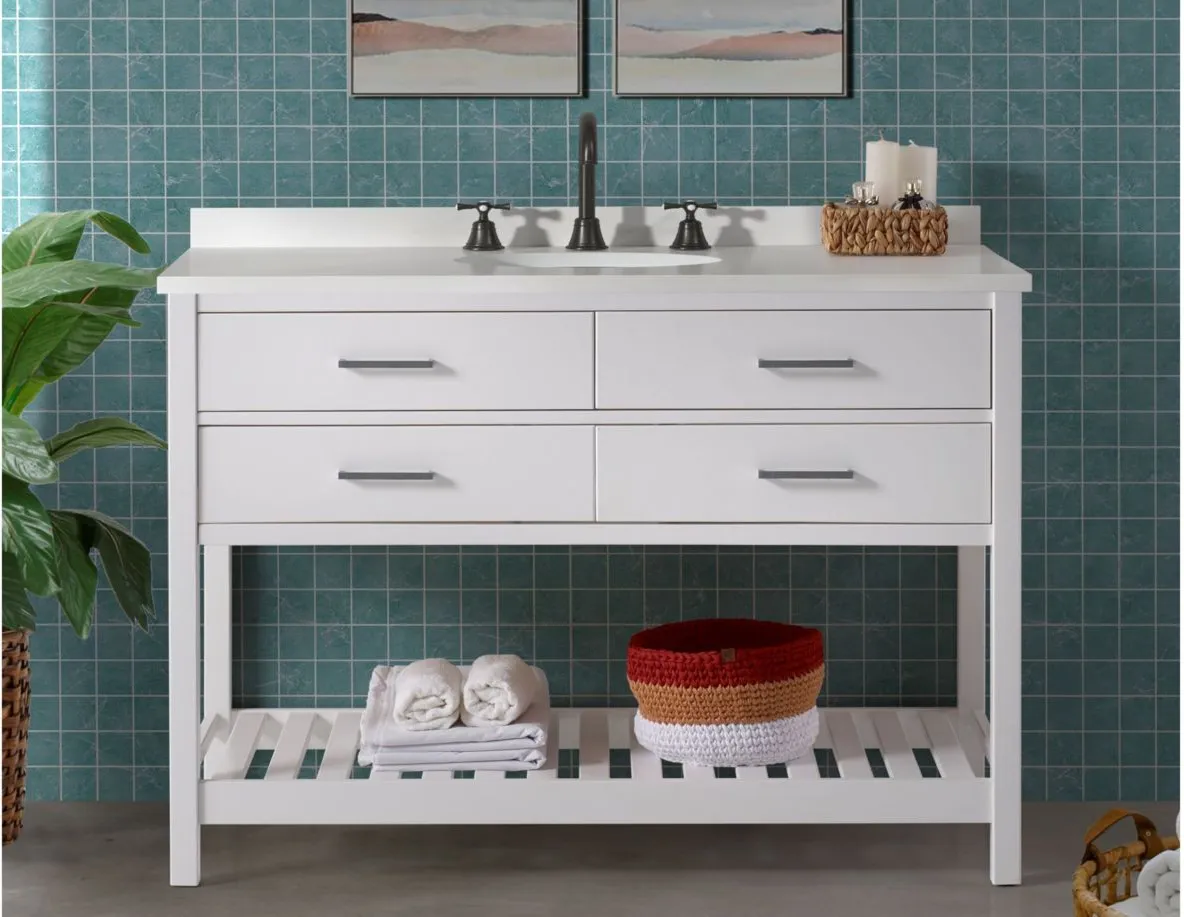 Harrison 48" Vanity Cabinet in White by Bolton Furniture