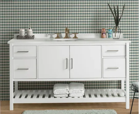 Harrison 60" Vanity Cabinet in White by Bolton Furniture
