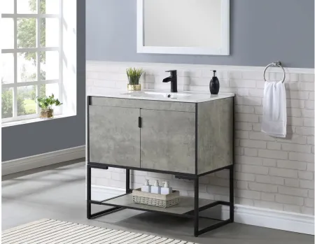 Scarsdale 36" Bathroom Sink Vanity in Concrete Gray by Manhattan Comfort