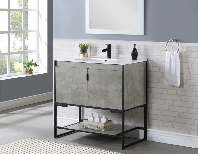 Scarsdale 36" Bathroom Sink Vanity in Concrete Gray by Manhattan Comfort