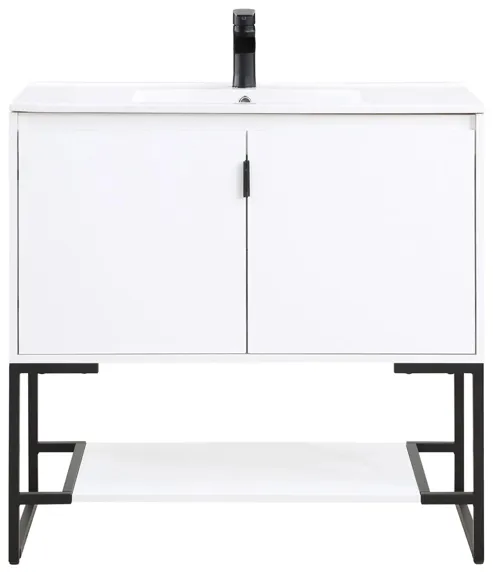 Scarsdale 36" Bathroom Sink Vanity in White by Manhattan Comfort