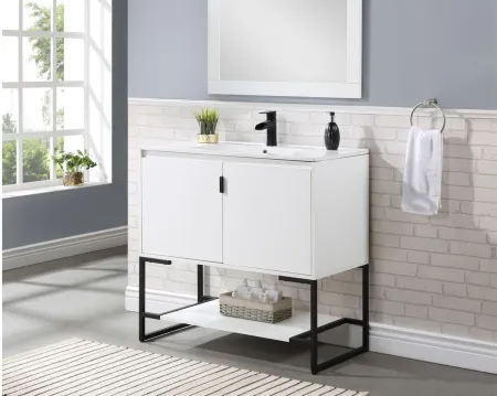 Scarsdale 36" Bathroom Sink Vanity in White by Manhattan Comfort