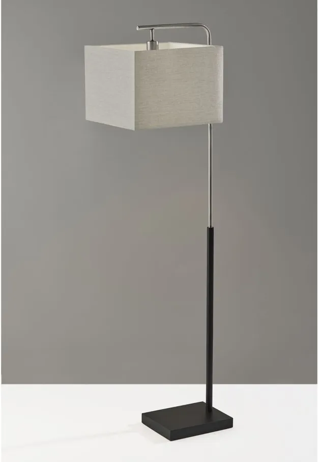 Flora Floor Lamp in Black/Light Taupe/Brushed Steel by Adesso Inc