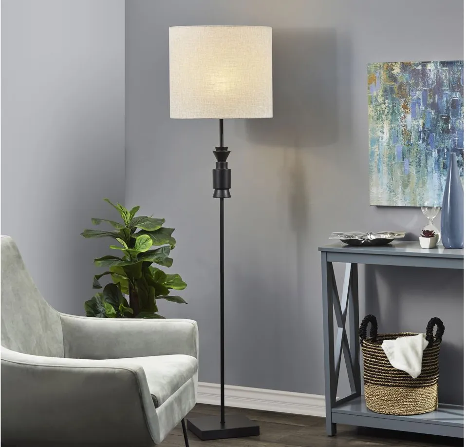 Elton Floor Lamp in Black/Light Gray/White by Adesso Inc