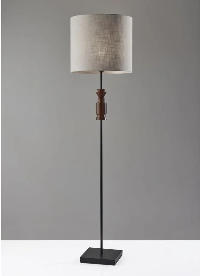 Elton Floor Lamp in Black/Walnut/Beige/White by Adesso Inc