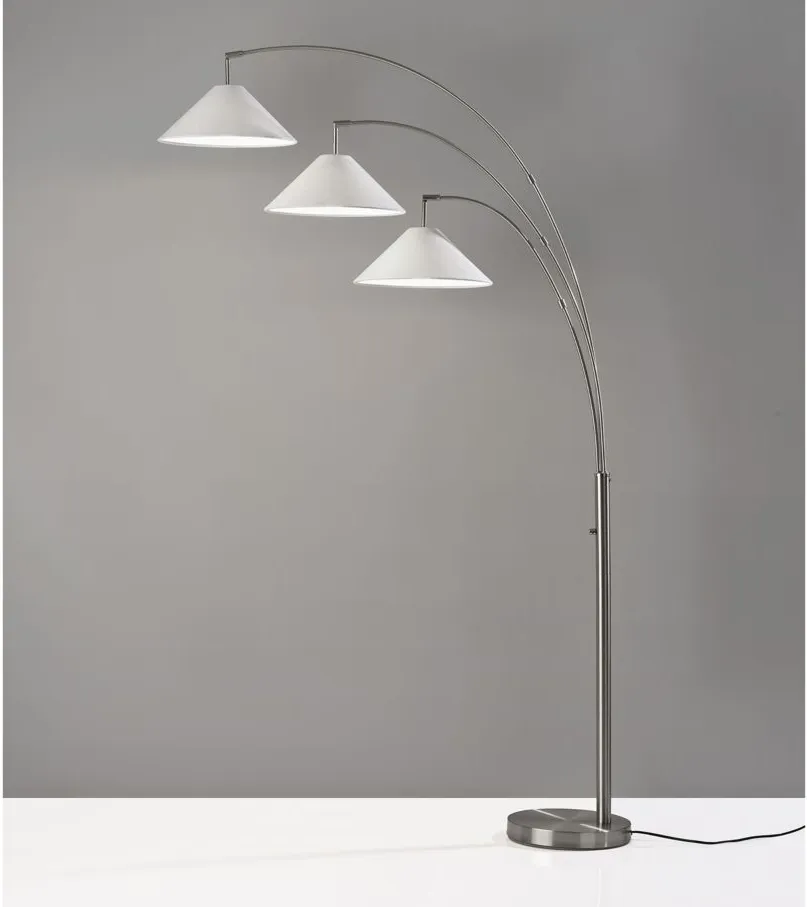 Marlin 3-Arm Arc Lamp in Brushed Steel by Adesso Inc