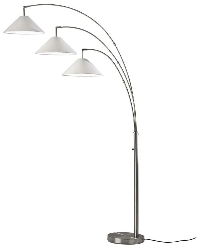 Marlin 3-Arm Arc Lamp in Brushed Steel by Adesso Inc