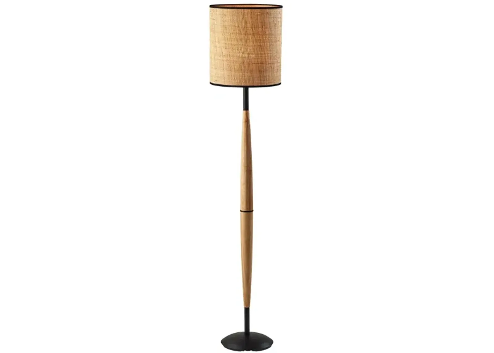 Cayman Floor Lamp in Black & Natural Wood by Adesso Inc