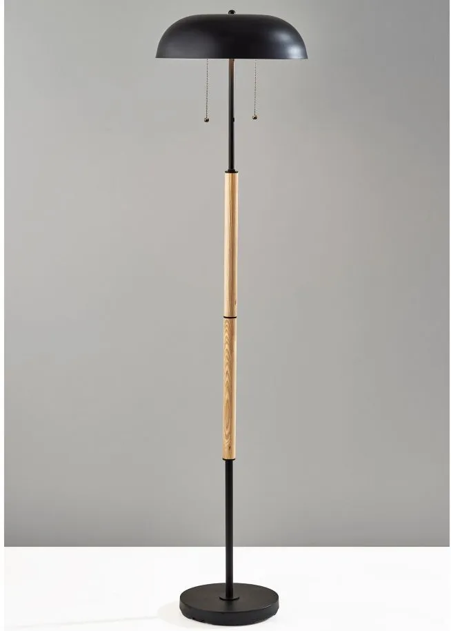 Everett Floor Lamp in Natural Wood & Black by Adesso Inc