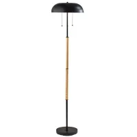 Everett Floor Lamp in Natural Wood & Black by Adesso Inc