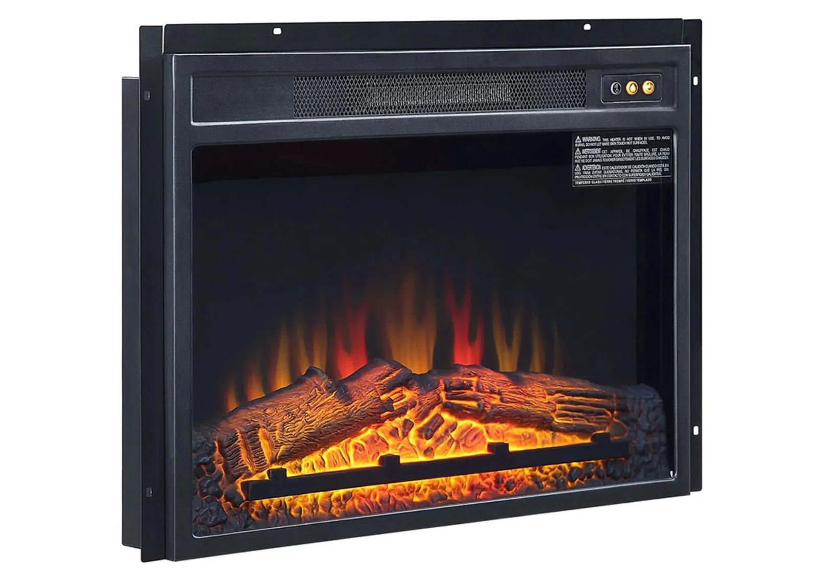 Gerald Electric 23" Fireplace with Heat Functionality in Black by Manhattan Comfort