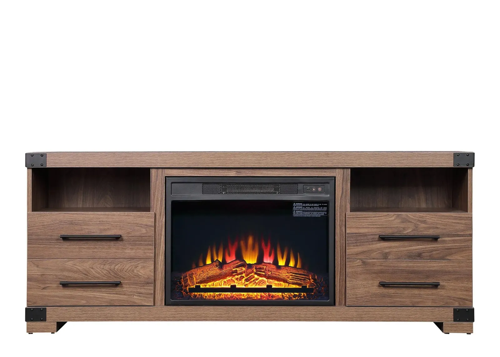 Richmond 60" TV Console with Fireplace in Brown by Manhattan Comfort