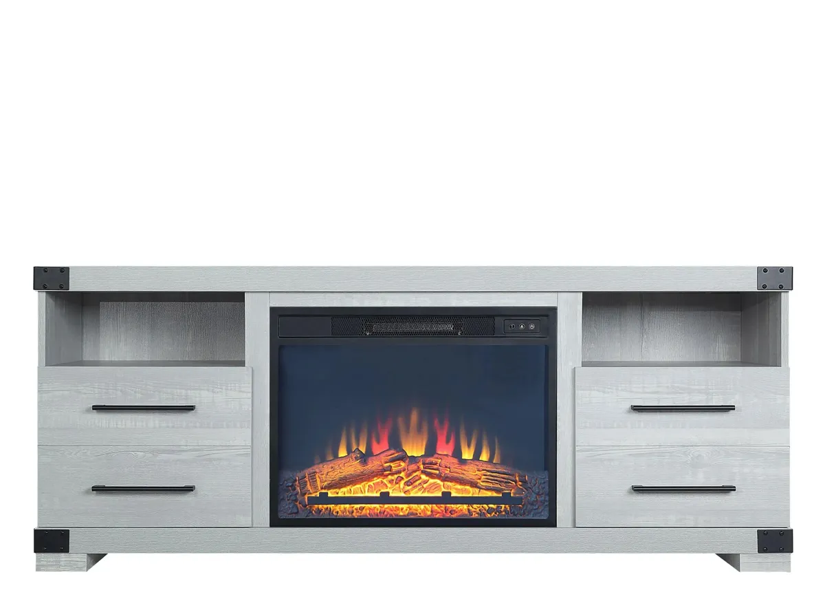 Richmond 60" TV Console with Fireplace in Grey by Manhattan Comfort