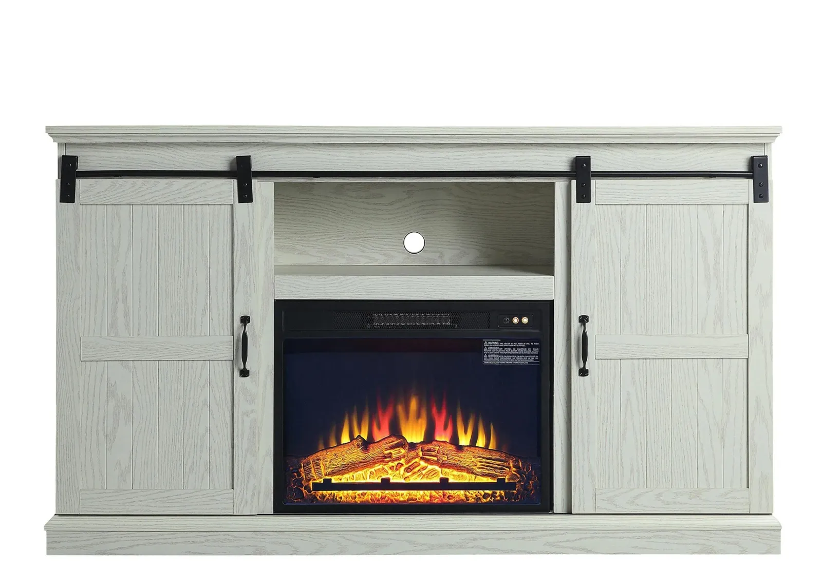 Myrtle 60" TV Console with Fireplace in Cream Oak by Manhattan Comfort