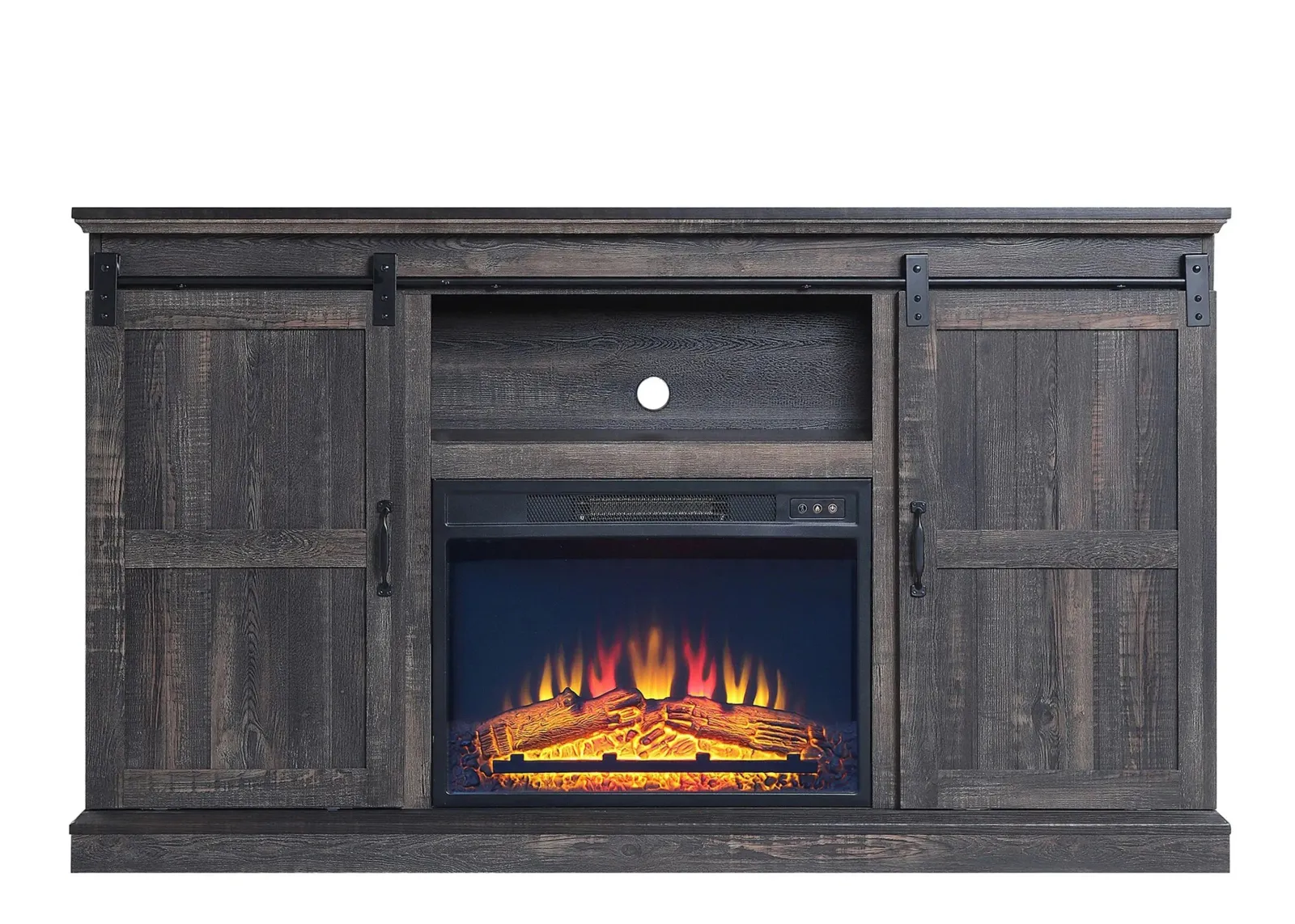 Myrtle 60" TV Console with Fireplace in Heavy Brown by Manhattan Comfort