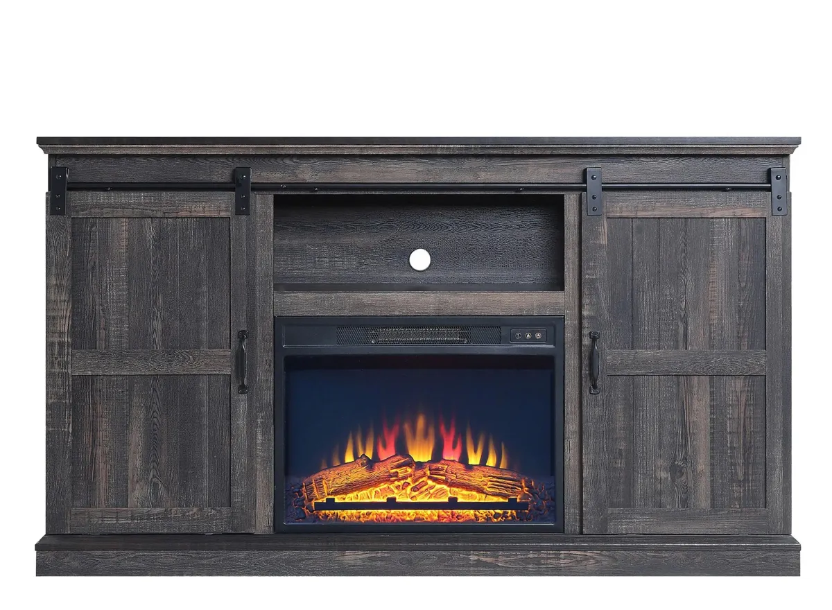 Myrtle 60" TV Console with Fireplace in Heavy Brown by Manhattan Comfort