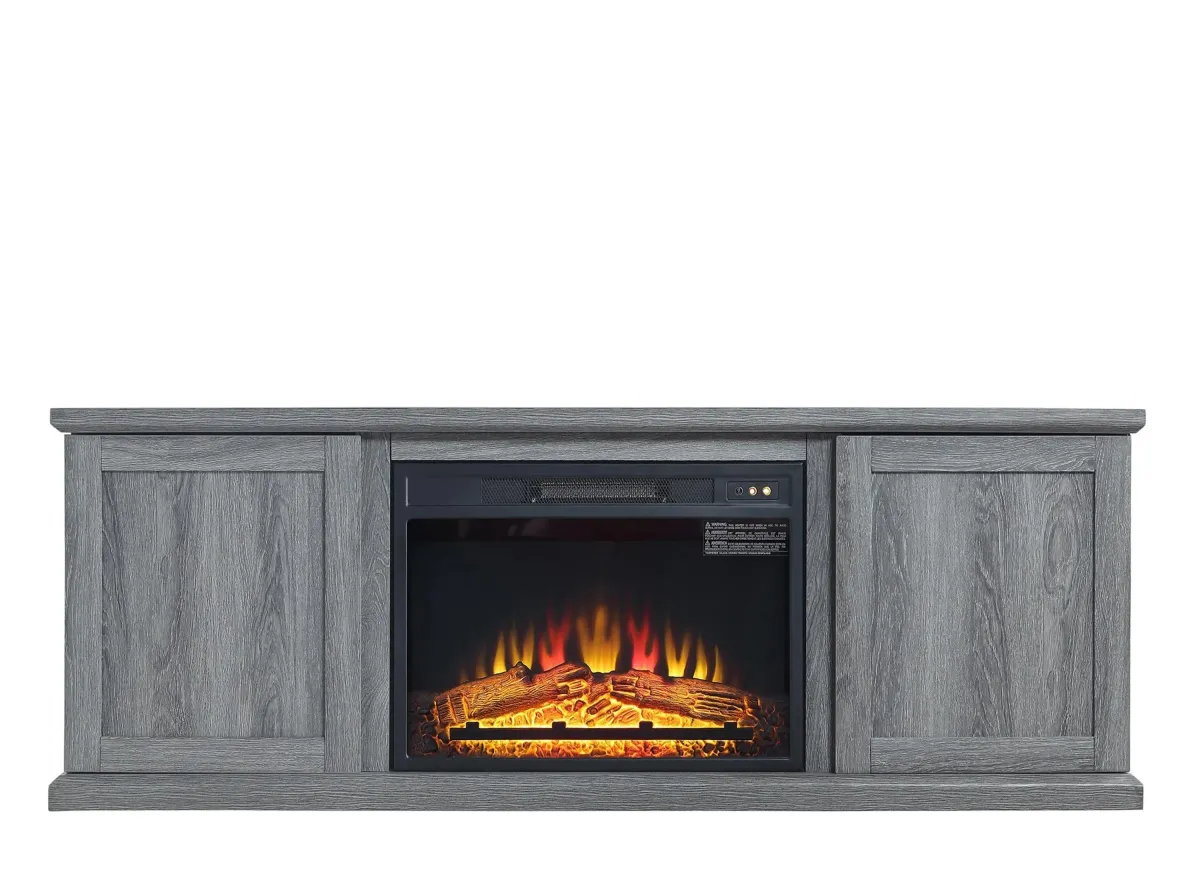 Franklin 60" TV Console with Fireplace in Grey by Manhattan Comfort