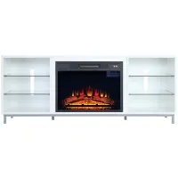 Brighton 60" TV Stand with Fireplace in White by Manhattan Comfort