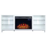 Brighton 60" TV Stand with Fireplace in White by Manhattan Comfort