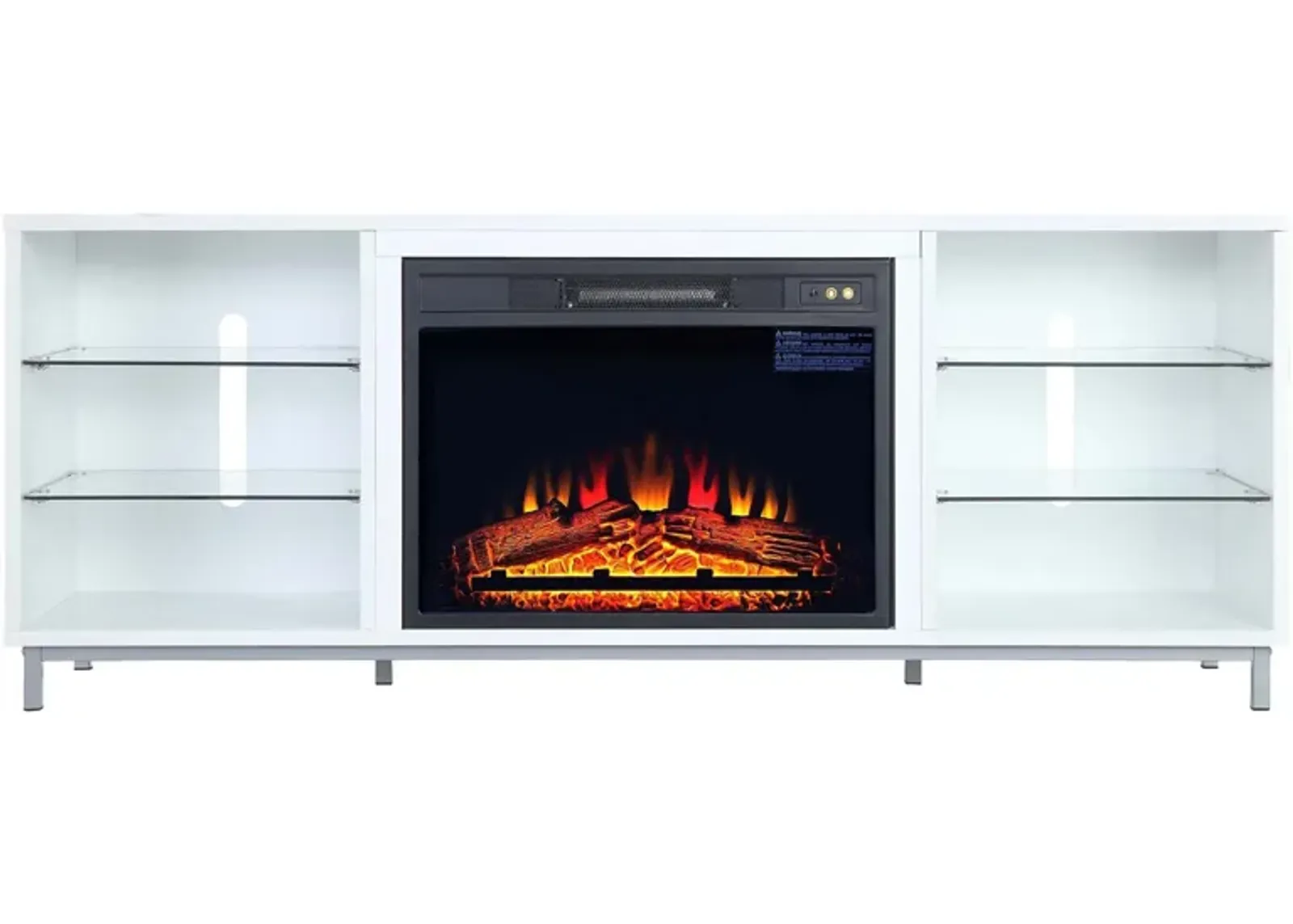 Brighton 60" TV Stand with Fireplace in White by Manhattan Comfort