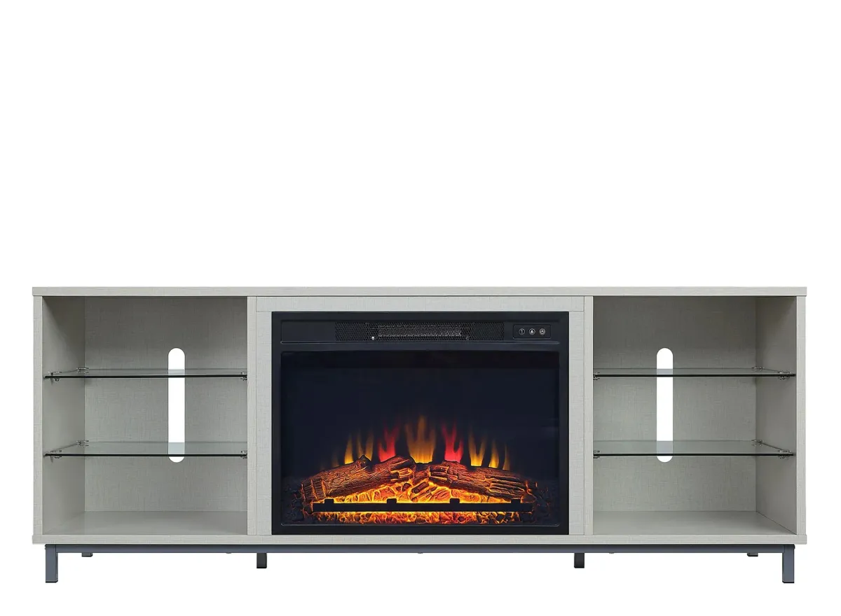 Brighton 60" TV Stand with Fireplace in Beige by Manhattan Comfort