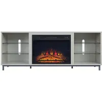 Brighton 60" TV Stand with Fireplace in Beige by Manhattan Comfort