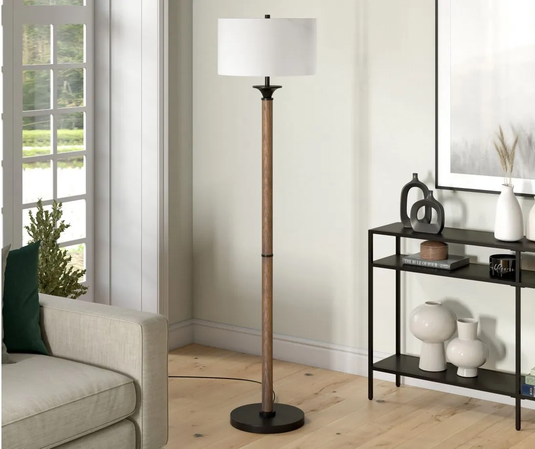 Anita Floor Lamp in Rustic Oak/Blackened Bronze by Hudson & Canal