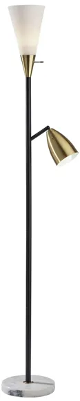 Dixon Combo Torchiere Lamp in Black w. Antique Brass accents by Adesso Inc