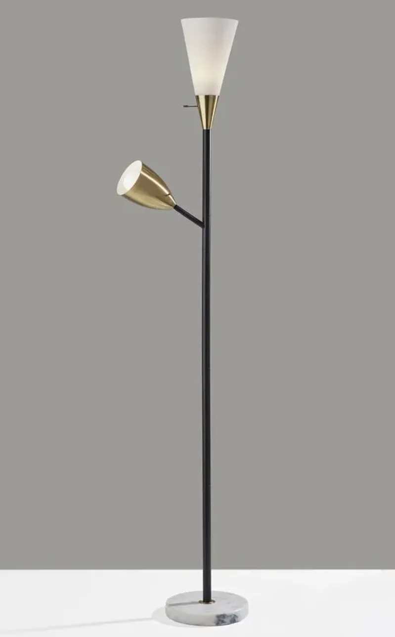 Dixon Combo Torchiere Lamp in Black w. Antique Brass accents by Adesso Inc