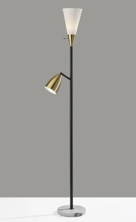 Dixon Combo Torchiere Lamp in Black w. Antique Brass accents by Adesso Inc