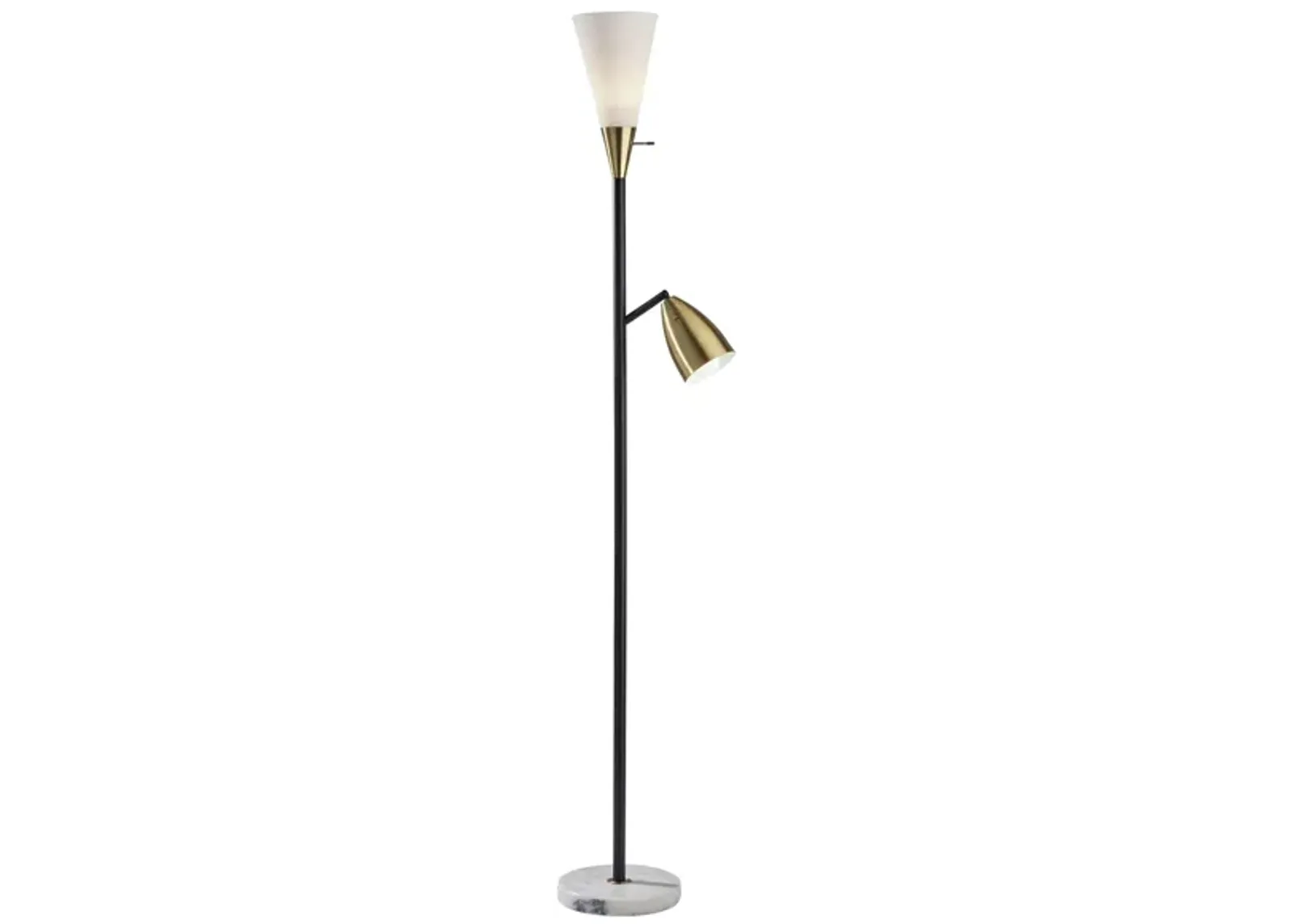 Dixon Combo Torchiere Lamp in Black w. Antique Brass accents by Adesso Inc