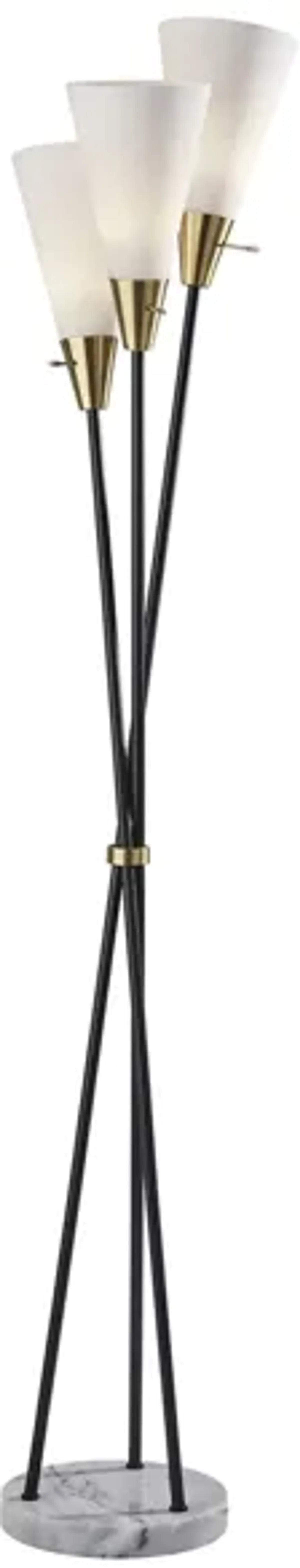 Dixon 3 Light Torchiere Lamp in Black w. Antique Brass accents by Adesso Inc