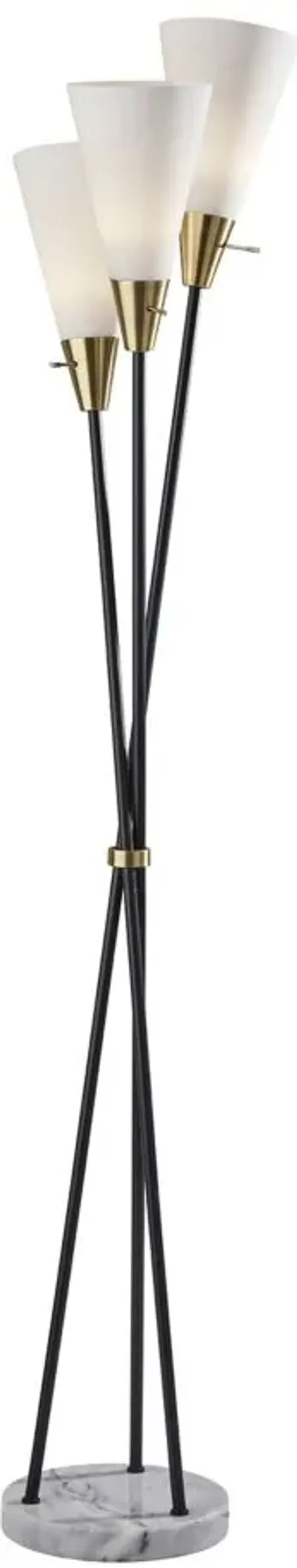 Dixon 3 Light Torchiere Lamp in Black w. Antique Brass accents by Adesso Inc