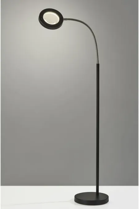 Holmes LED Magnifier Floor Lamp w/Smart Switch in Brushed Steel & Black by Adesso Inc