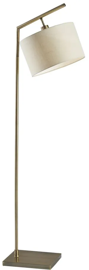 Reynolds Antique Brass Floor Lamp in Antique Brass by Adesso Inc