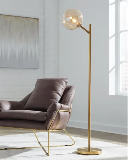 Abanson Metal Floor Lamp in Gold by Ashley Express