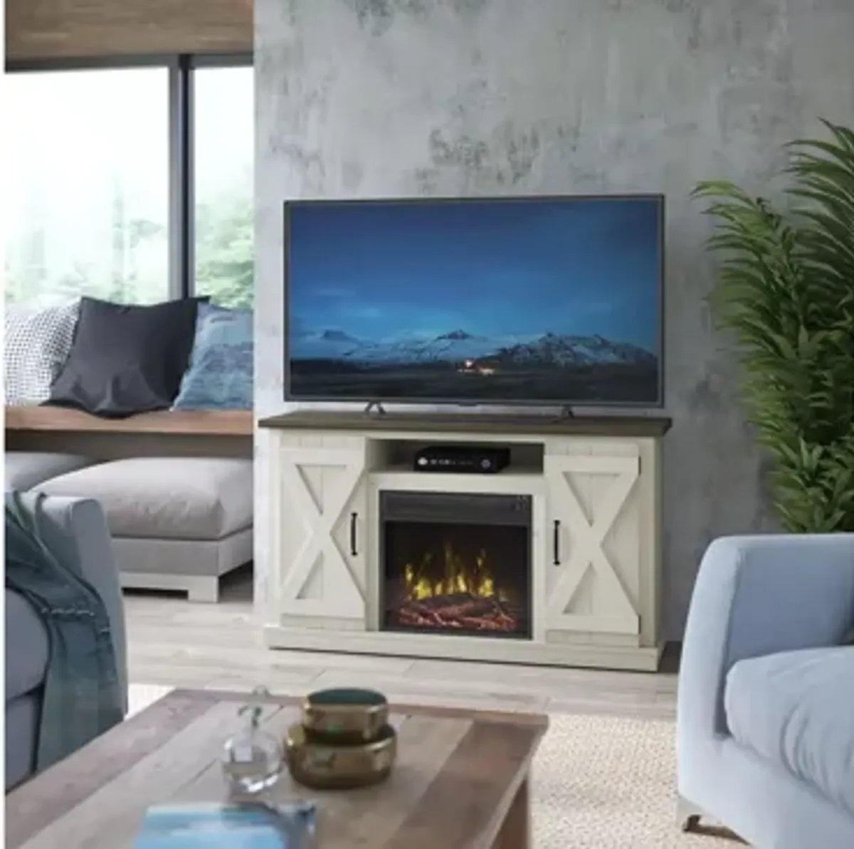 Cottonwood TV Console with Electric Fireplace