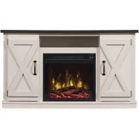 Cottonwood TV Console with Electric Fireplace in Old Wood-White by Twin-Star Intl.