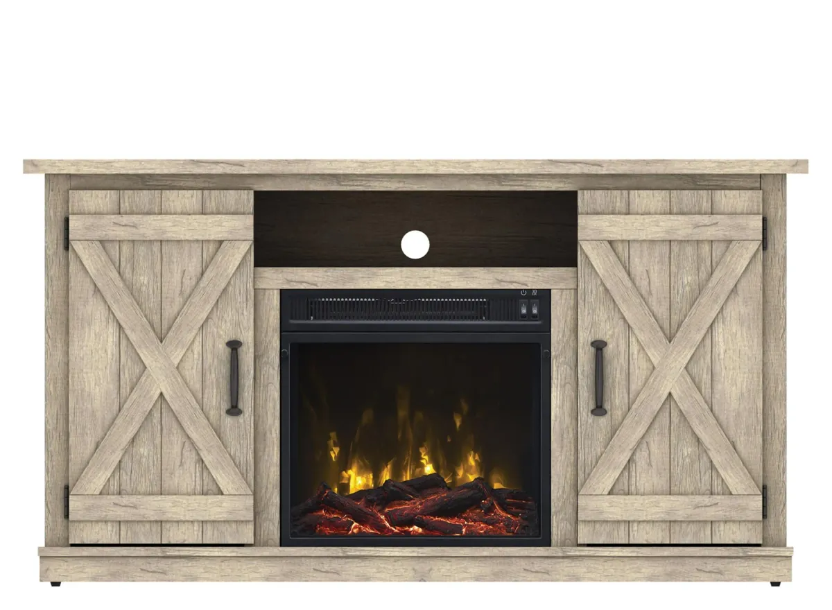 Cottonwood 47" TV Console with Electric Fireplace in Ashland Pine by Twin-Star Intl.