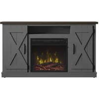 Cottonwood TV Console with Electric Fireplace in Antique Gray by Twin-Star Intl.