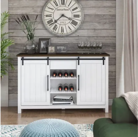 Parla Sideboard with Wine Storage in Antique White by Twin-Star Intl.
