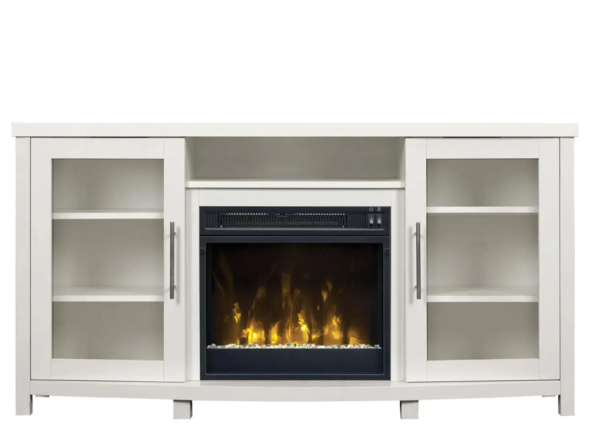 Rossville TV Console w/Electric Fireplace in White by Twin-Star Intl.