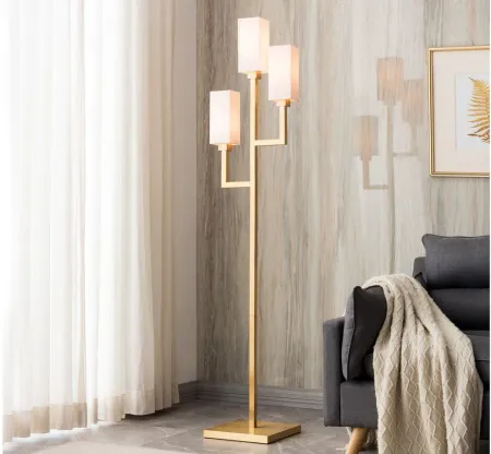 Amir Square Base Torchiere Floor Lamp in Brass by Hudson & Canal