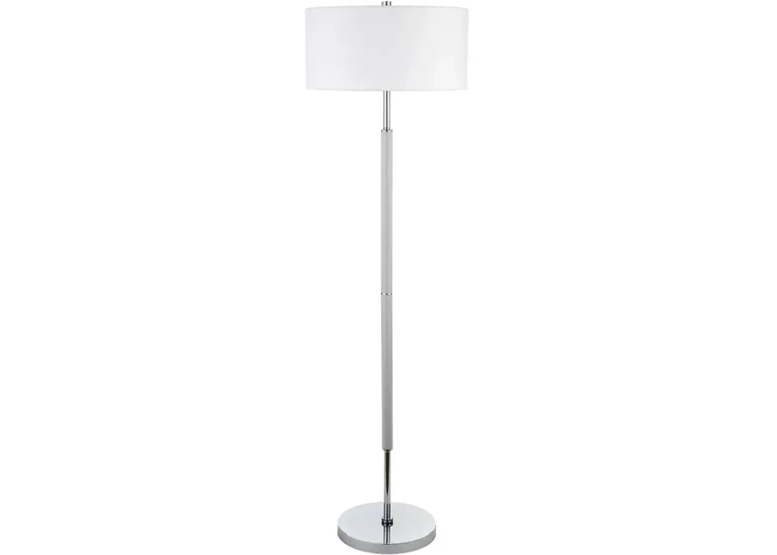 Cassius 2-Bulb Floor Lamp in Cool Gray/Polished Nickel by Hudson & Canal