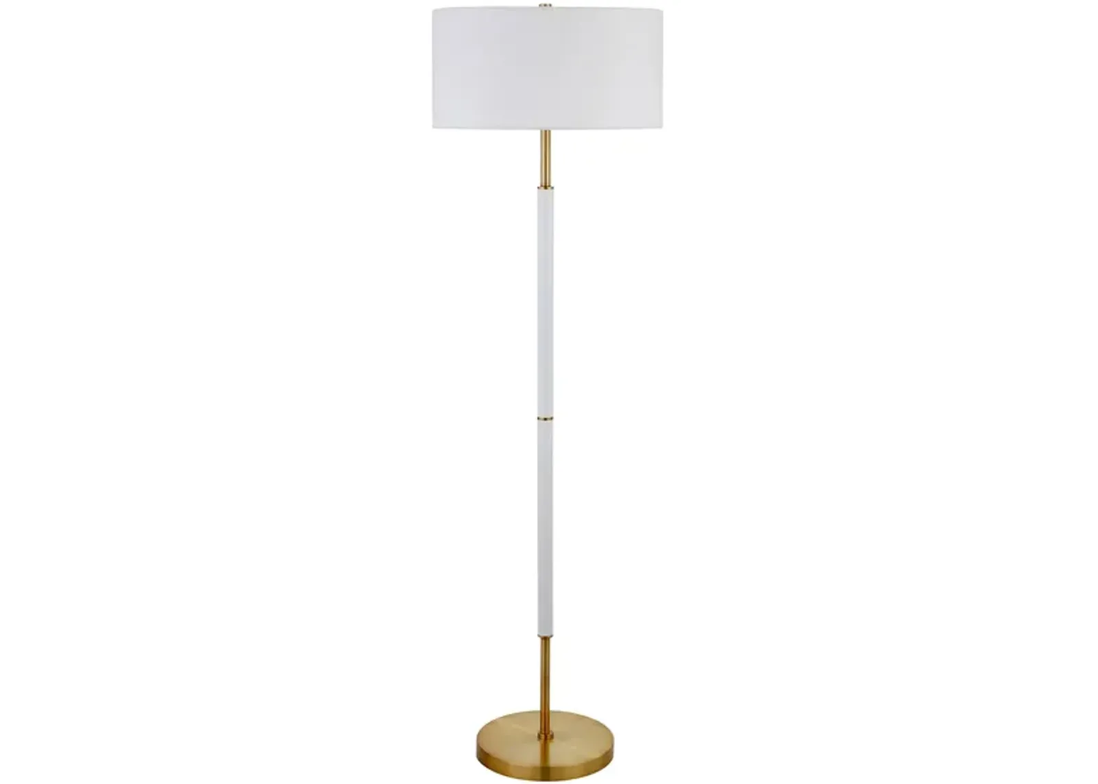 Cassius 2-Bulb Floor Lamp in Matte White/Brass by Hudson & Canal